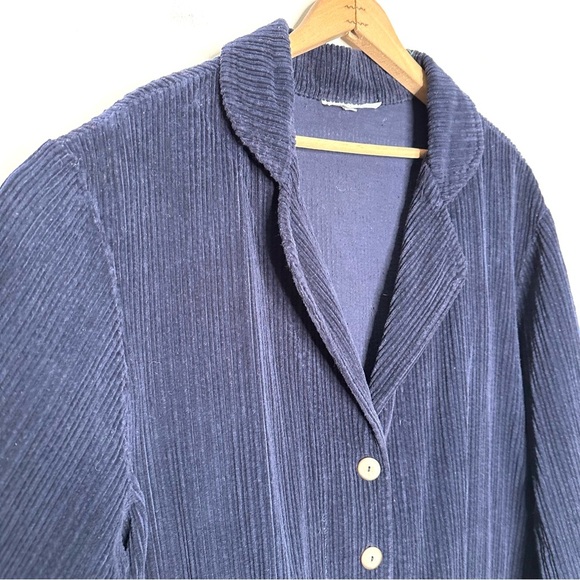 Bryn Walker | Navy Blue Button Down Corduroy Blazer Jacket Shacket Size Large - Picture 3 of 7